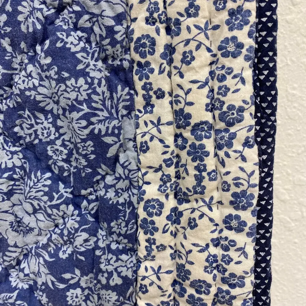 Linensource Forget-Me-Not Blue Pieced Quilted Shams (2)  Cottagecore 21 x 27